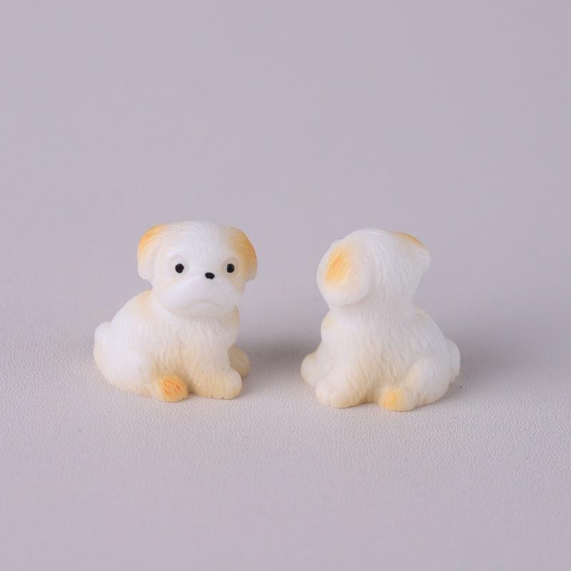 2pcs Dollhouse Cute Puppy Dog Model Kawaii Mini Animal 1:12 Figurine Miniature Resin Keychain DIY Landscape Scene Decor Ornamen