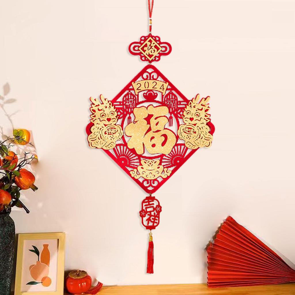 Chinese New Year Decoration Hanging Ornament Gift Red 2025 Dragon Year Oriental Chinese Knot Tassel Decoration for Wall Decor