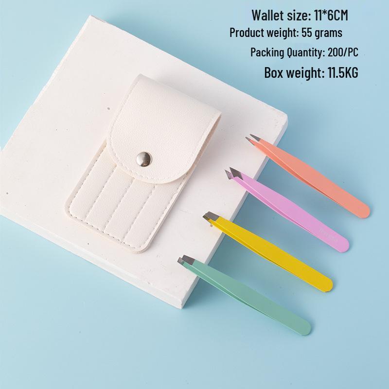 Precision Stainless Steel Eyebrow Tweezers & Trimmer Set with Eyelid Tape