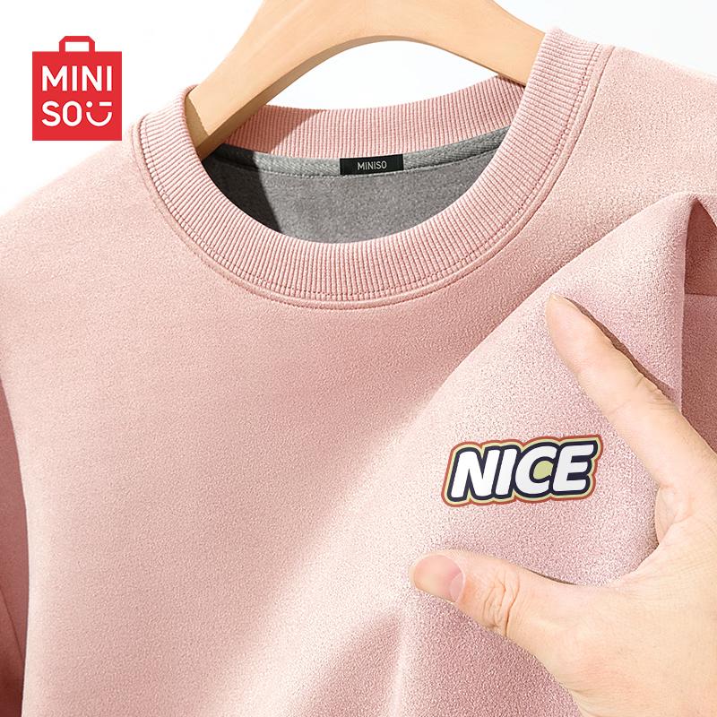 

MINISO Men s Suede Fleece Crewneck Sweatshirt M