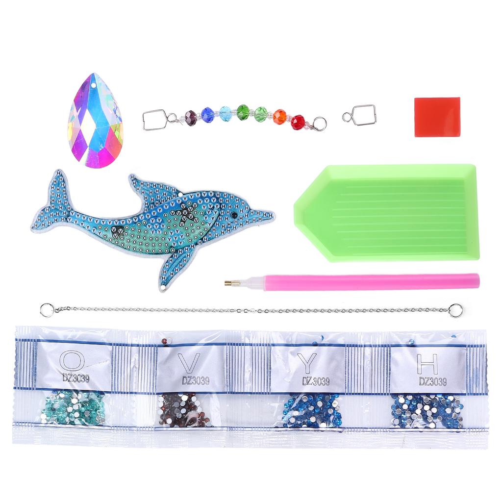 Diamond Painting Pendant DIY Crystal Dolphin Wind Chime 5D Diamond Painting Pendant Decoration Gift