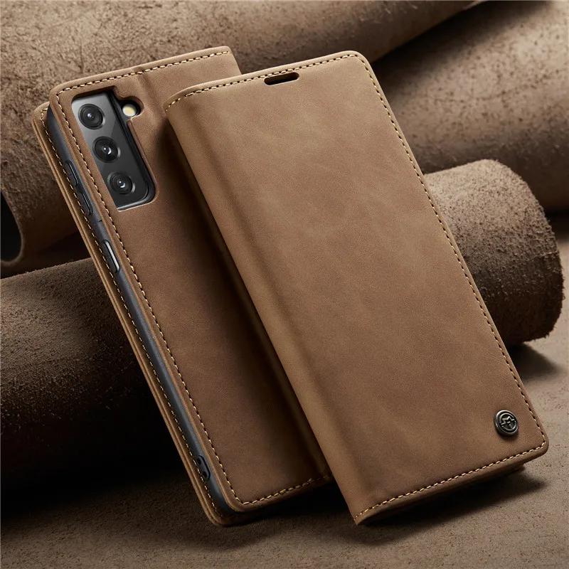 

Кожаный чехол-книжка CaseMe с магнитной застежкой для Samsung Galaxy S25 FE S25 Edge S24 Plus S23 S22 S21 Ultra S20 S10, кошелек, держатель для карт, карман, чехол-коке (Samsung S25 Ultra) коричневый