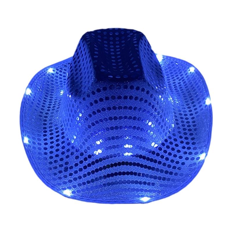 Sparkly Glowing Cowboy Hats Glinting Sequins Panama Hat for Party Halloween