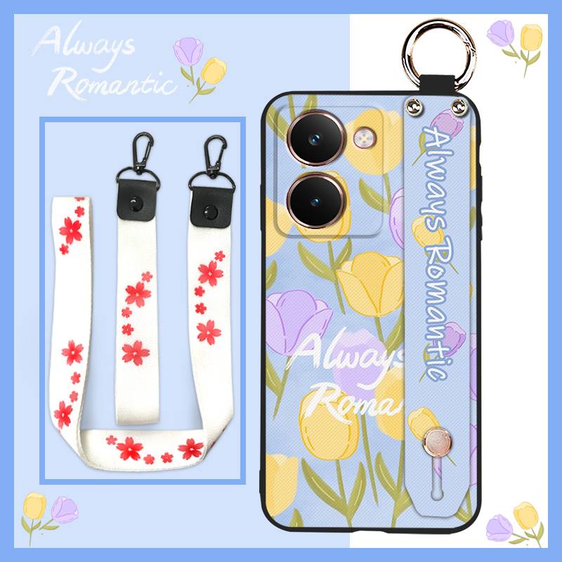 Silicone Back Cover Phone Case For Realme P3 Ultra 5G Protective Oil Painting Soft Case Fashion Design Anti-dust Lanyard