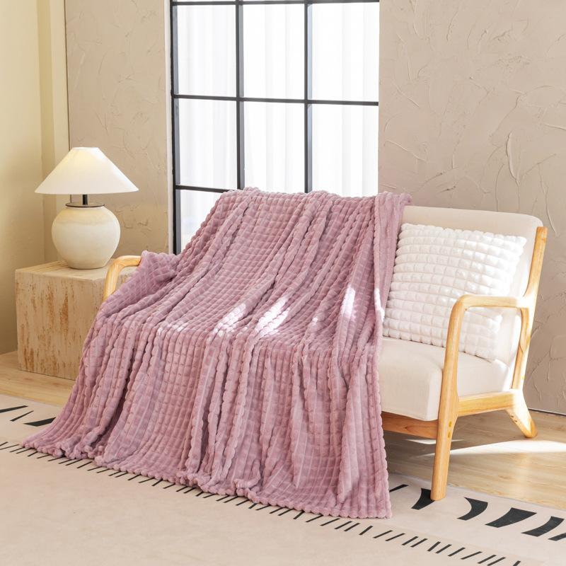 New Luxury Jacquard Taffy Fleece Blanket Solid Color Multi Use Throw for Sofa Office Nap  Air Conditioning
