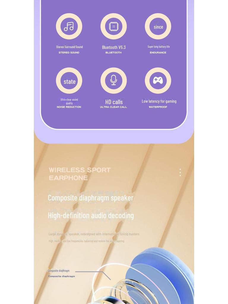 B39Pro Gradient Bluetooth Headset: Wireless, Foldable, Over-Ear Headset for Gaming and Mobile.