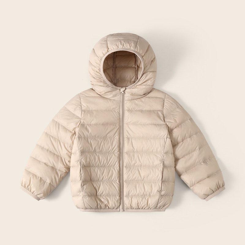 Children's Lightweight Down Jacket White Duck Down Parka with Hood Warm Boys Girls Outdoor Jacket