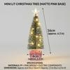 Mini Light Up Tabletop Christmas Tree Set with Snow Flocked Pine Gift Box Base Warm White Color Changing LED Small Holiday Decoration for Home Off