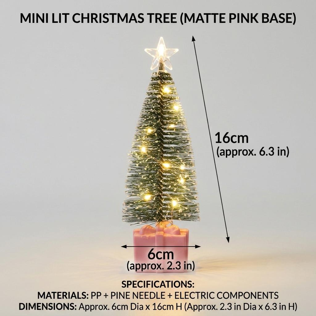 Mini Light Up Tabletop Christmas Tree Set with Snow Flocked Pine Gift Box Base Warm White Color Changing LED Small Holiday Decoration for Home Off