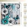 1/3/4pcs, Fashionable and simple Teal and White Floral Butterfly Bathroom Set - 2D FLAT Shower Curtain and Rug Collection Exqu