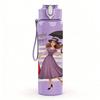1PC Lady Umbrella Walking Painting 750ml Color Plastic Sports Water Bottle Leakproof Flip Straw Lid For Sports Office Home Use