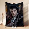 Gothic Vampire Nobleman Intricate Dark Patterns Flannel Blanket Allseason Fleece Blanket For Living Room Bedroom Gaming Room Home Decor