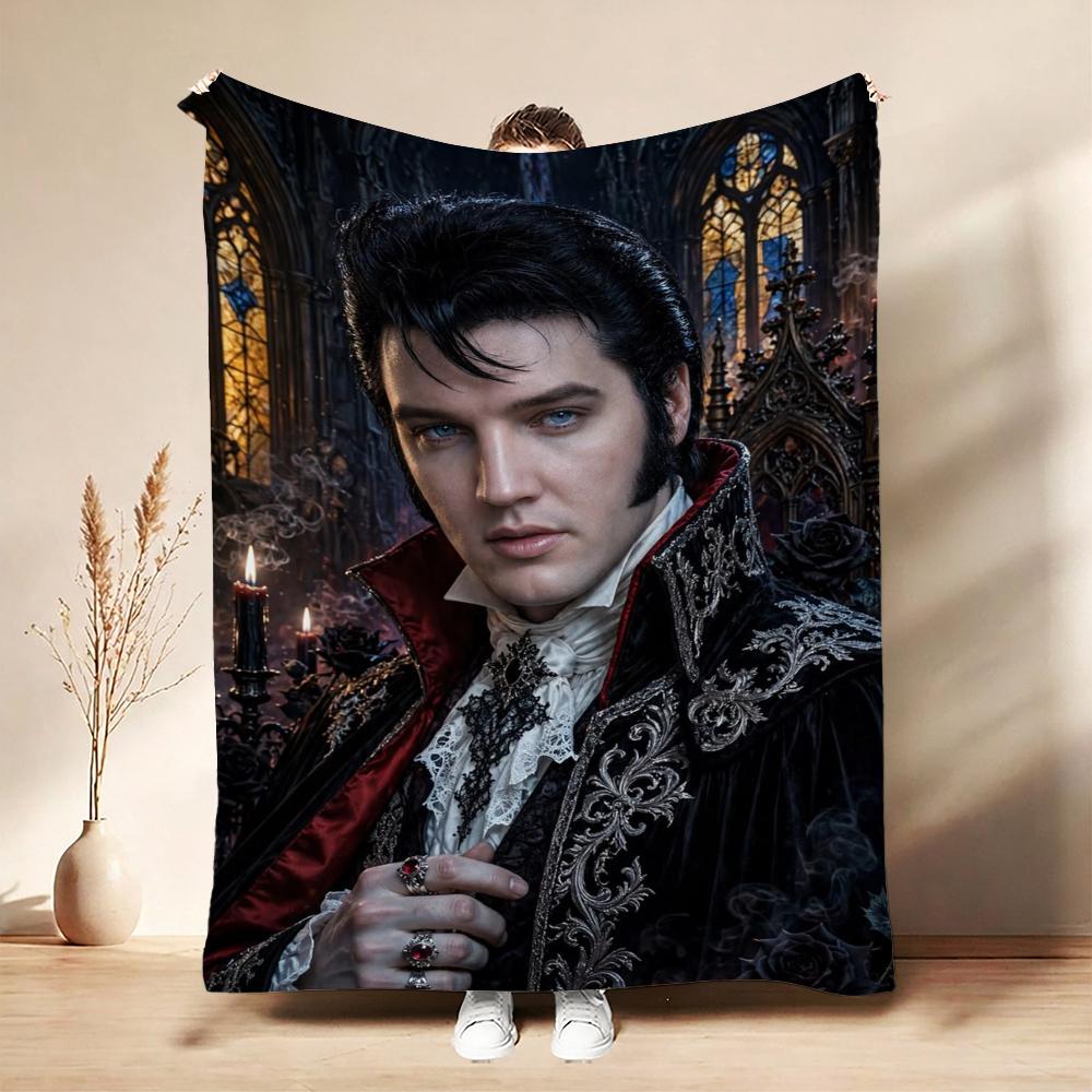 Gothic Vampire Nobleman Intricate Dark Patterns Flannel Blanket Allseason Fleece Blanket For Living Room Bedroom Gaming Room Home Decor