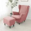 Sloping Arm Wing Back Chair Covers Elastic Anti-dirty Armchair Sofa Covers Polar Fleece Sofa Slipcover with Seat Cushion Cover