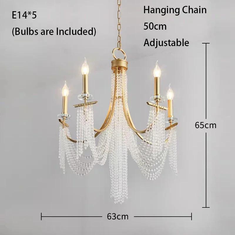 American luxury candle pendant light romantic crystal pendant light villa restaurant bedroom home decoration lamps and lanterns