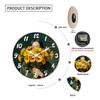 First-Class Sunflower Illustration First-Class Wooden Superior-Grade Wall Superior-Grade Clock 10-16Inch Superior-Grade Silent Premium-Quality Wall