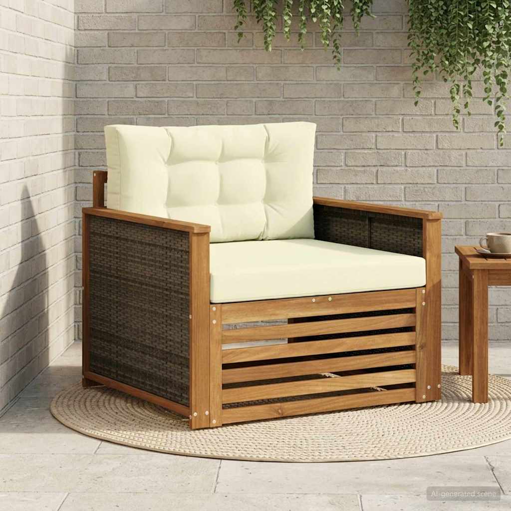 Outdoor Middle Sofa Solid Acacia Wood Natural Finish