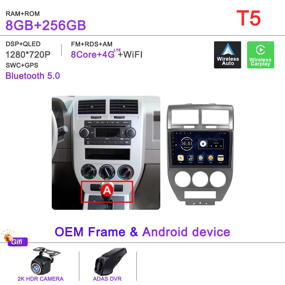 Android 16 Radio For Dodge Caliber Jeep Compass 1 MK Patriot 2006 - 2010 Multimedia Player Stereo Head Unit GPS Navigation HDR