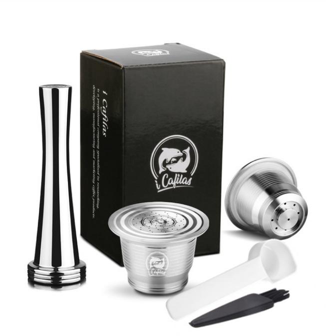ICafilas Reusable Coffee Capsule for Nespresso Stainless Steel Refillable Filters Espresso for Essence Nespresso Capsule