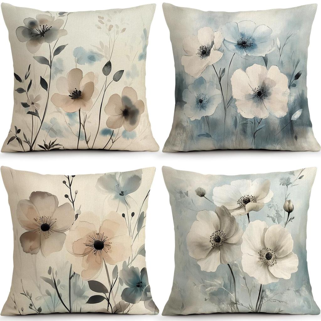 Set 4 Huse Pernă Decorativă Mandala Alb Crem Auriu Huse Elegante Luxe pentru Canapea Living Dormitor Decor Acasă