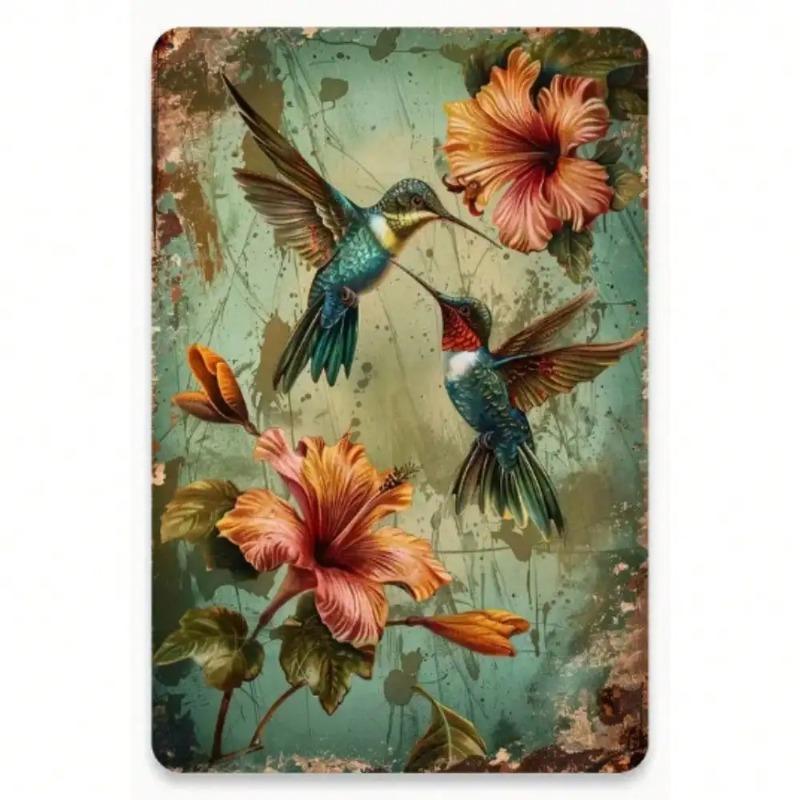 Vintage Hummingbird Metal Wall Art Rustic Farmhouse Decor 20x30cm