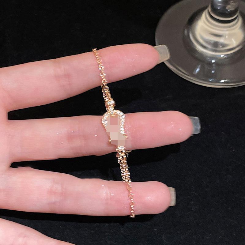 High-End Zircon Floral Heart Bracelet - Luxurious Sparkle for Women