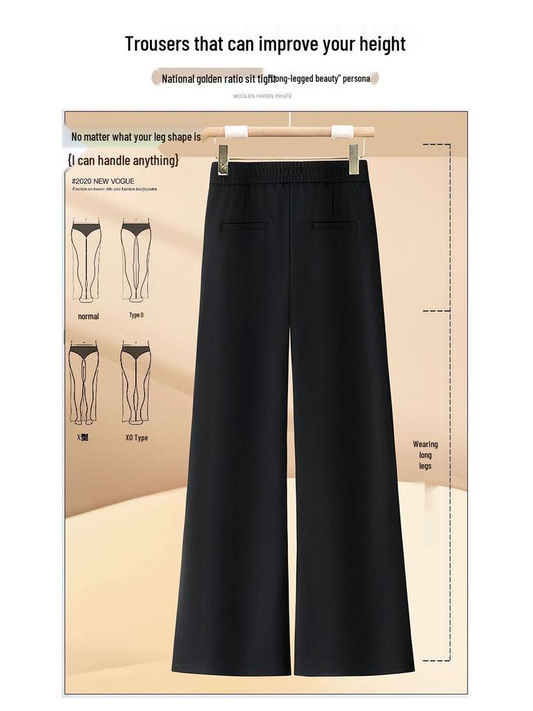 Women's Straight Wide-Leg High-Waist Pants for Spring/Autumn 2026 - Casual, Versatile Fashion for Middle-Aged & Elderly