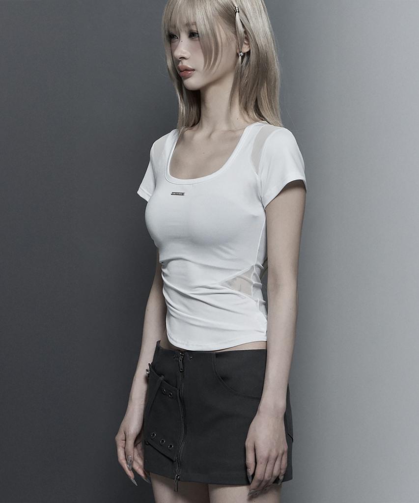 ETRE AU SOMMET Modern Square Shirring Tee (White)