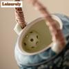 210ML Chinese Ru Kiln Vine Woven Beam Teapot Retro Blooming Flower Pot Handmade Tea Soaking Kettle Teaware Accessories Gift