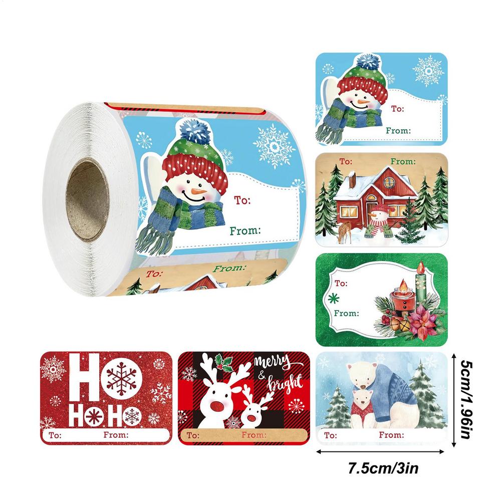 Christmas Tags 250 Piece Cartoon Self-Adhesive Labels Christmas Stickers For Cards For Wrapping Paper Bags Stockings Tree