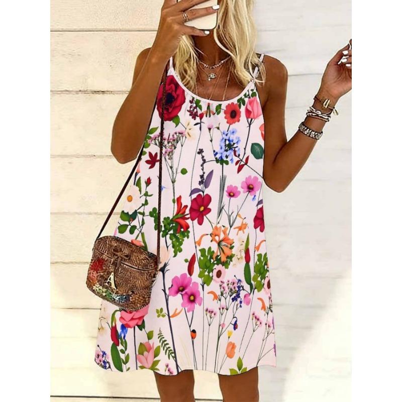 Ladies  Suspender Dress 3D Printed Round Neck Sexy Dress 5XL