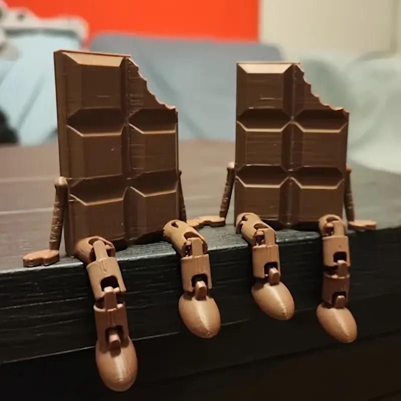1 Pc 3D Printed Chocolate Figurines With Movable Joints Realistic Desktop Decorations For Home Office Ornamental Sculptures