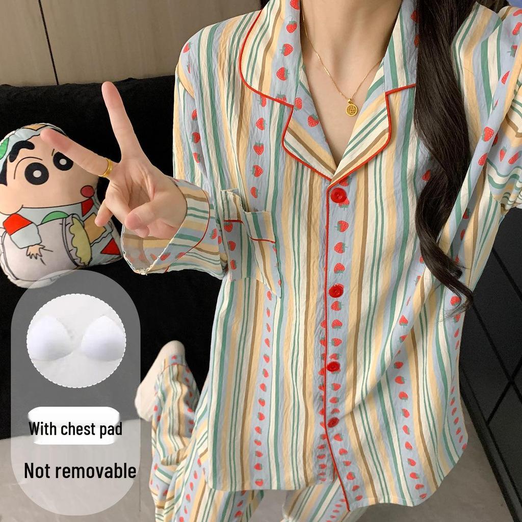 Cartoon Sausage Dog Plus Size Women's Long Sleeve Pajama Set for Spring/Autumn