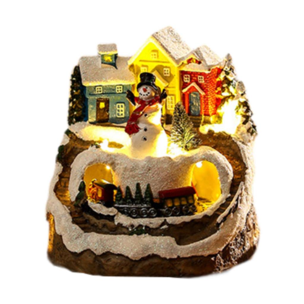 Christmas Village House with LED Lights and Music, Resin Building Figurine for
