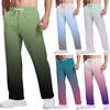 Men's Tie, Gradient Casual Pants With Pockets | Loose Straight Leg, Elastic Waist With Drawstring For Daily & Casual Wear