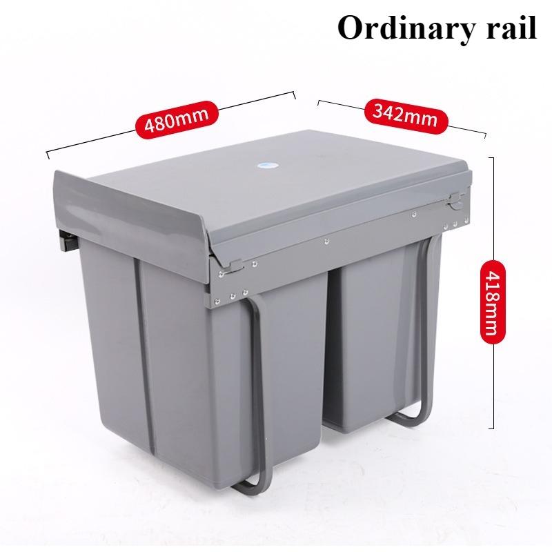 Cabinet Embedded Garbage Bin Large Capacity Classified Trash Can Kitchen Sliding Rail Trash Bin Kitchen Recycle Accessories