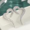 Sparking Synthetic Zircon Heart Shaped Stud Earrings for Woman Exquisite Jewelry Accessories Elegant Wedding Party Gifts