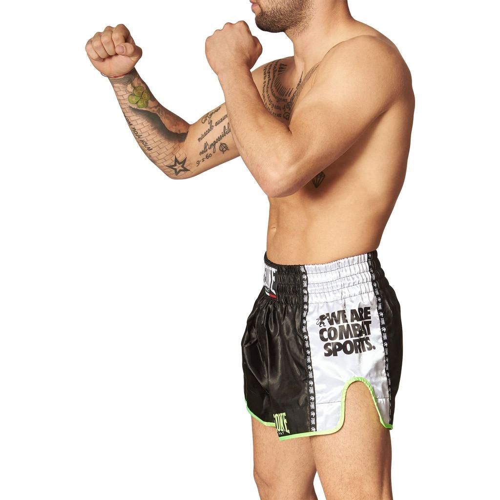 LEONE 1947 Muay Thai Kickboxing Pants, Unisex [TRAINING], Satin, Lightweight, Martial Arts Training, Size Small/Black, AB760 [Authentic]