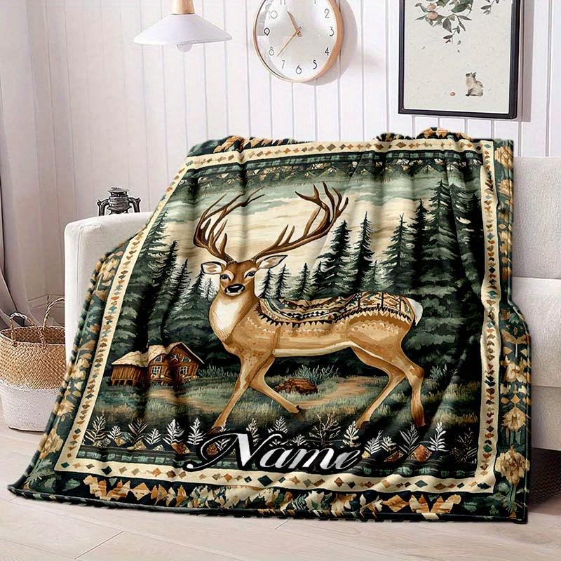 Elk Lover Customize Your Name Blanket Warm Comfortable And Soft Blankets Are Suitable For Home Lunch Break Blanket Office Sofa Sofa Gift To Relatives