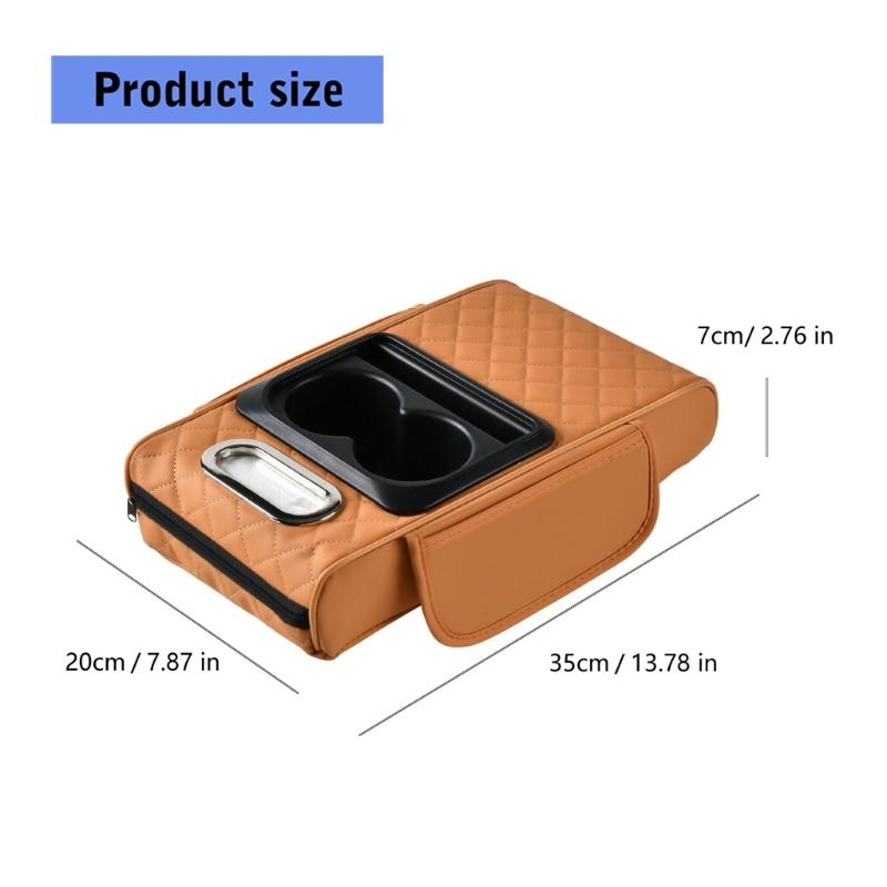 Car Armrest Box Thicken Height Pad Arm Rest Cushion with Pocket Tissue Cup Holder Elbow Support Universal