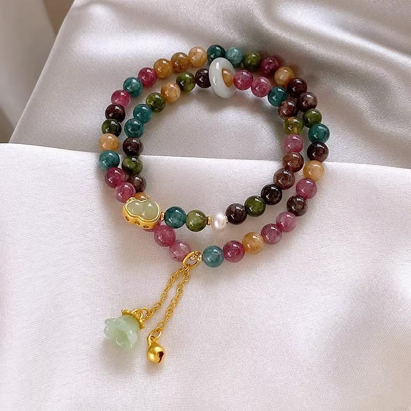 100% Natural Tourmaline Stone & Jade 14K Gold Filled Female Charm Bracelet  For Women Christmas Gifts Cheap