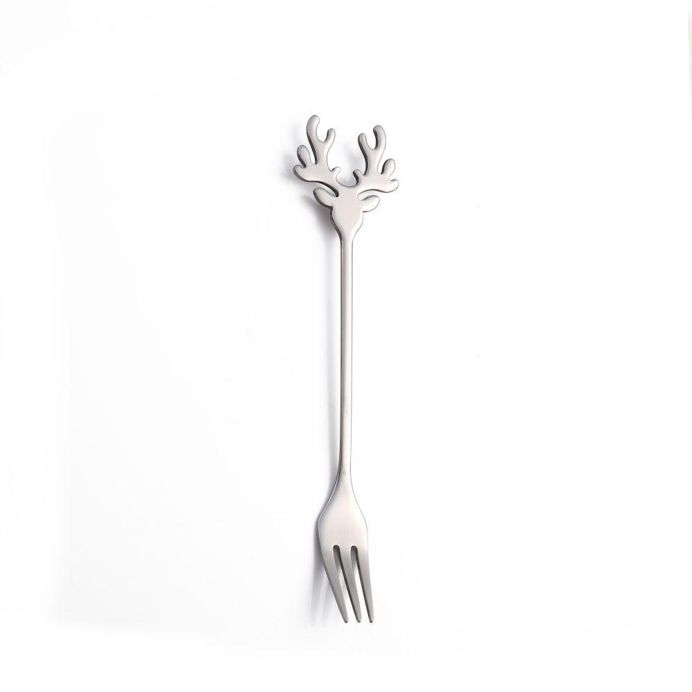 Reindeer-Themed 304 Stainless Steel Coffee and Dessert Mixing Spoon Gift Set In Cute Christmas Box