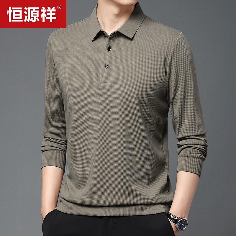 Hengyuanxiang Men's Business Long-Sleeve Polo Shirt