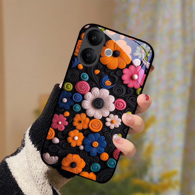 For VIVO V60 Lite V60Lite Case Fashion Painting Tempered Glass Cover For VIVO V 60 Lite Phone Shell Casing Anti Drop Fundas Capa