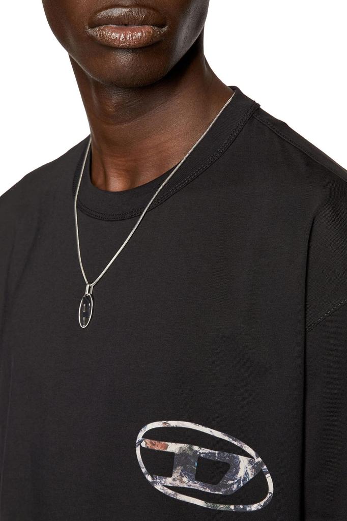 Diesel Logo Oval D A110790CATM M Black X Ivory 900 Men's T-Shirt