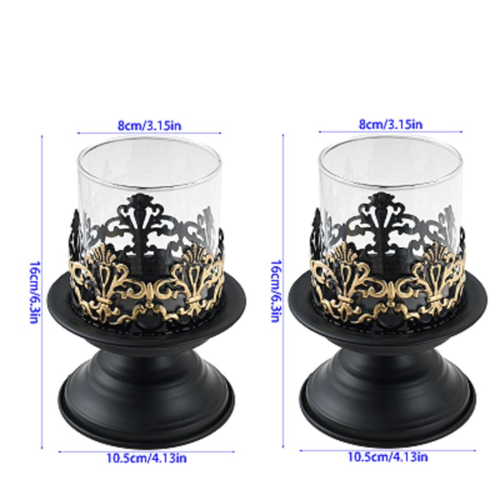 2Pcs Iron Pillar Candle Holder Set for Christmas Table Decoration Candlestick Holder for Fireplace Dinner Desk Tabletop Ornament
