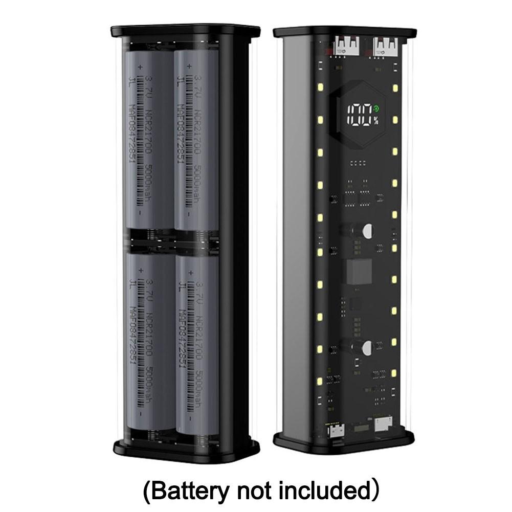 Power Bank Case for 4x21700 Flat Batteries with Dual Output 22 5W Charger Box