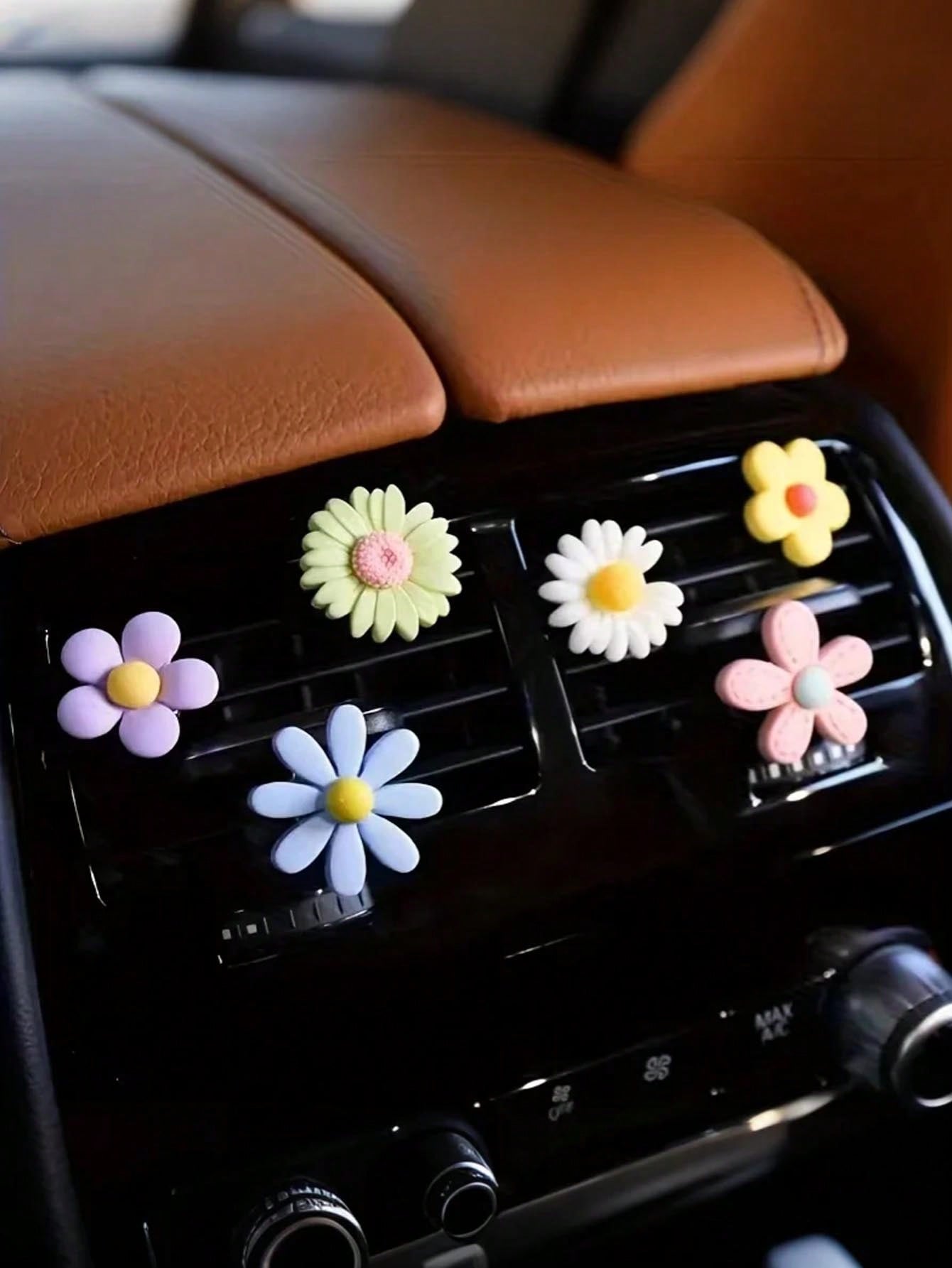 

6 Pcs Daisy Car Air Vent Clips, Cute Flower Decor for Auto AC Vents, Spring Summer Style, Decor Only, Unscented