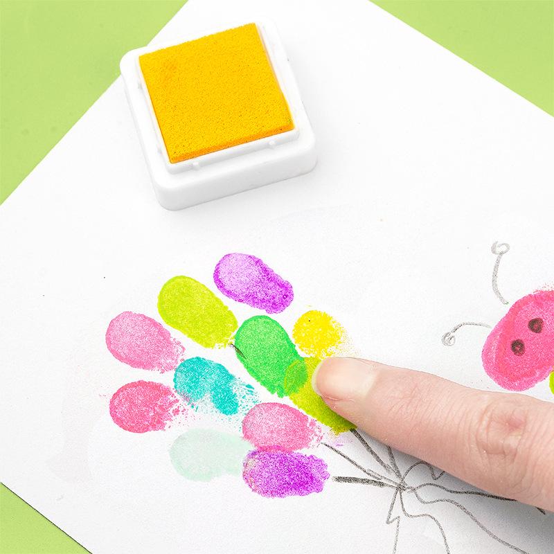 24-Color Children's Finger Painting Ink Pad - 3x3 Palm Print & Stamp Pad for Kindergarten
