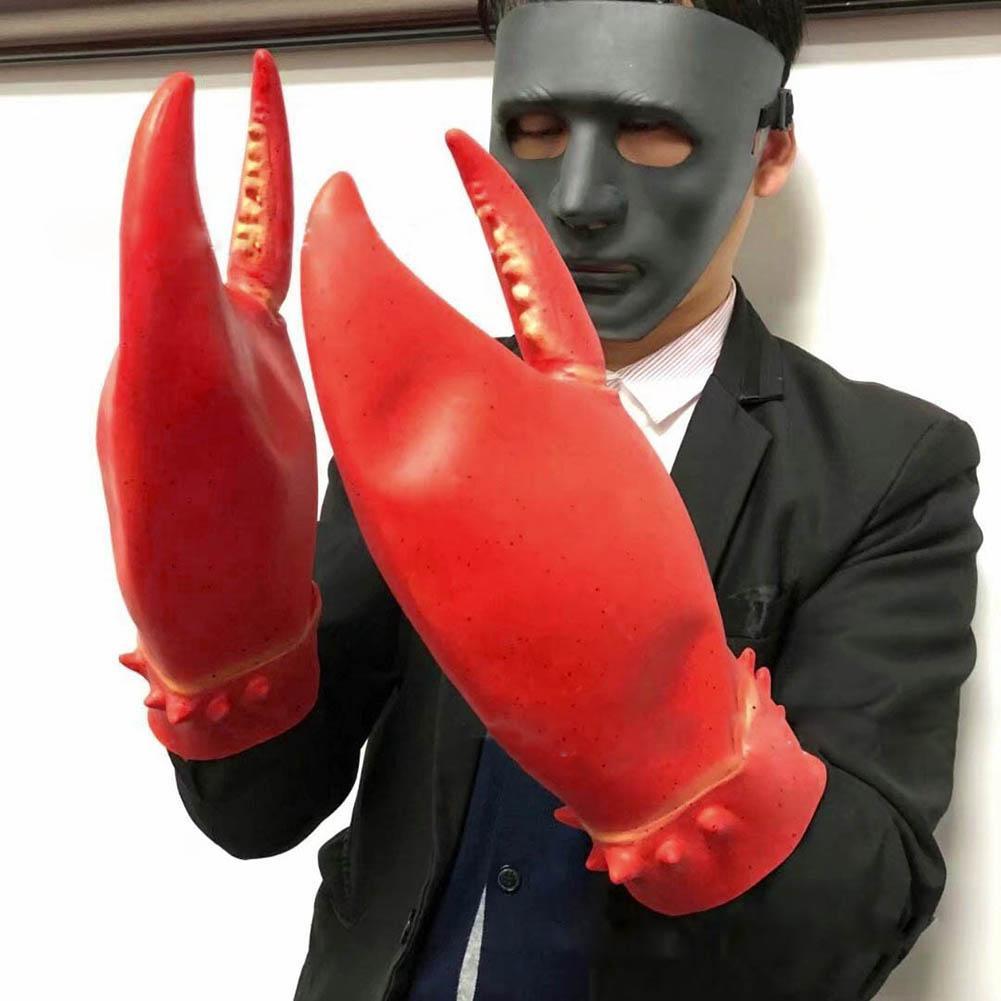 1 Paio Guanti Artiglio Granchio Aragosta Cosplay Festa Divertente Lattice Novità Giocattolo